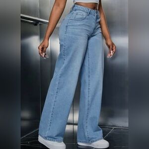 SHEIN Light Blue High-Rise Wide-Leg Jeans Size M 38